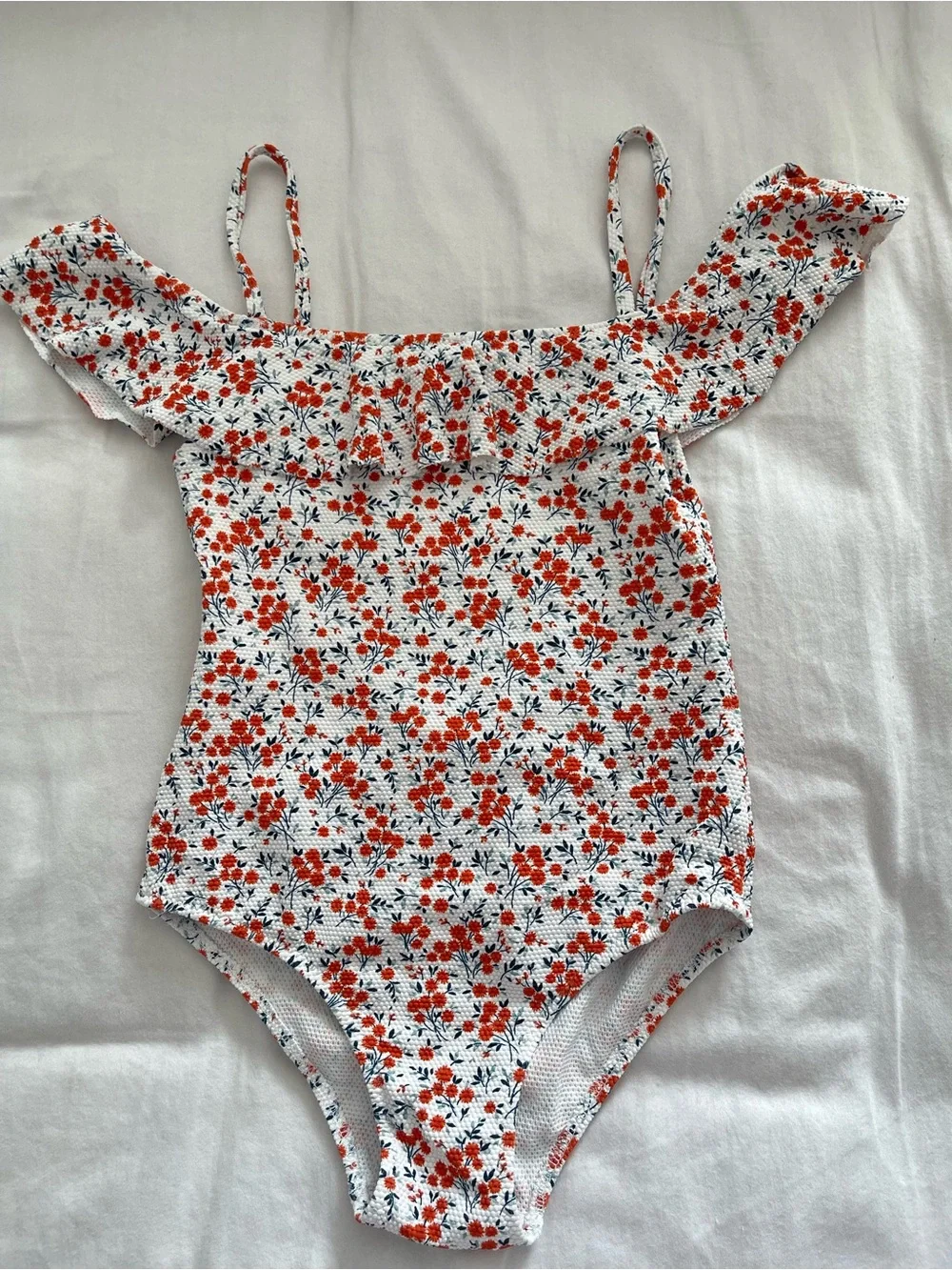 Mango Kids One-Piece Swimsuit with Red Floral Print